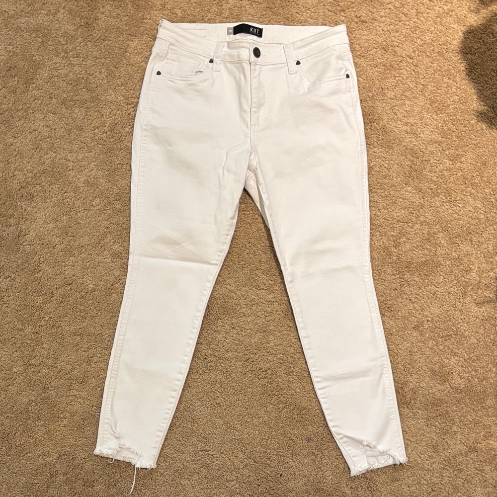EUC Kut from the Kloth Connie High Rise Ankle Skinny White Jeans 8P 8 petite